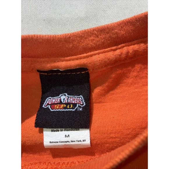 Vintage 90s Y2K Power Rangers Graphic Orange Tee Shirt Boys M Police - Picture 2 of 5